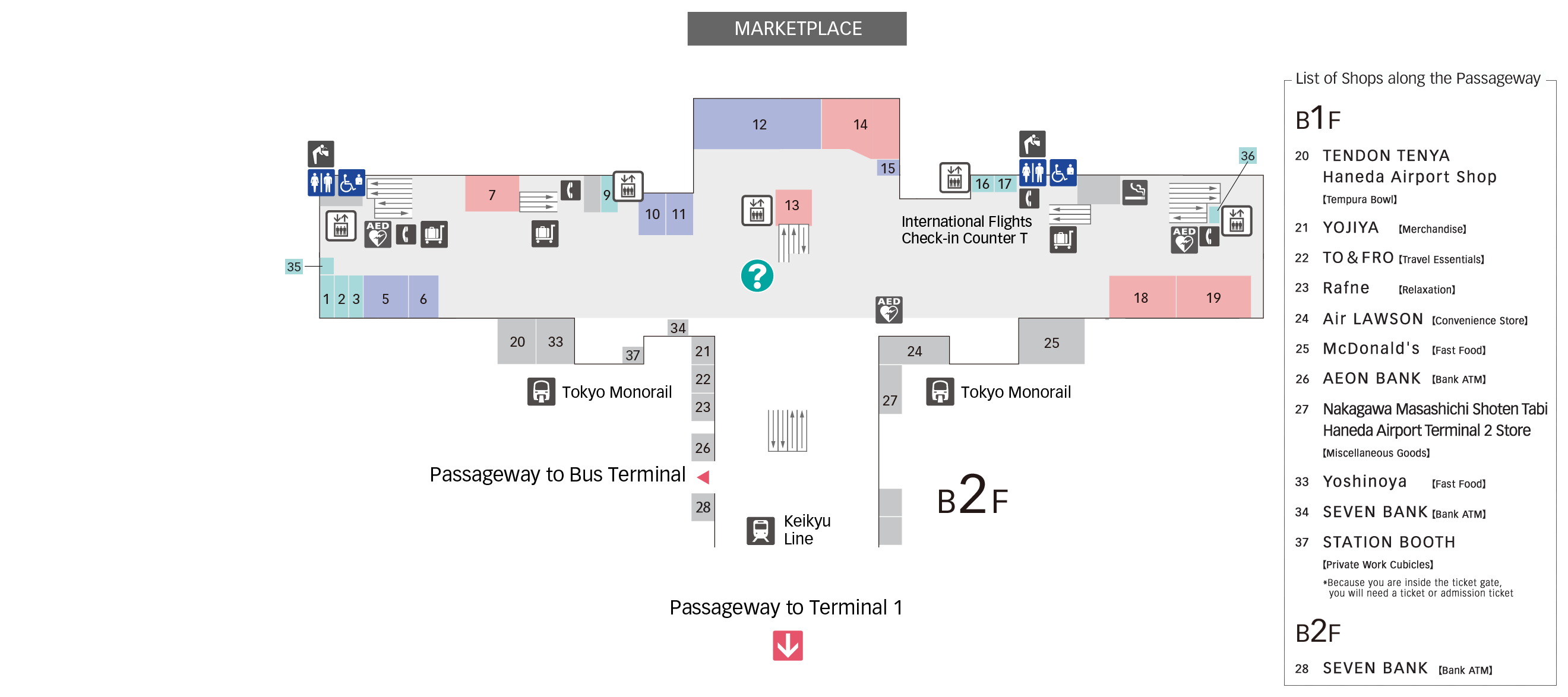 B1F Keikyu Line / Tokyo Monorail Floor Map
