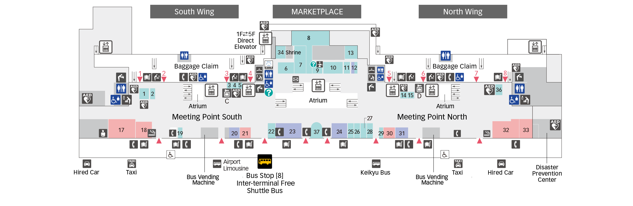 1F Arrival Lobby floor map