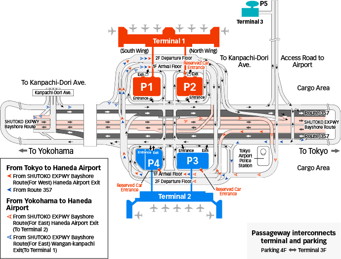 Map of Roads Around T1 and T2