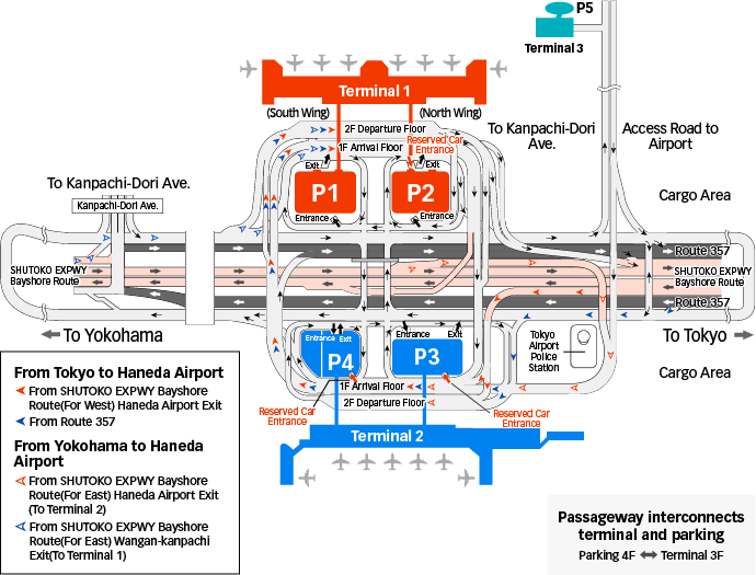 Map of Roads Around T1 and T2