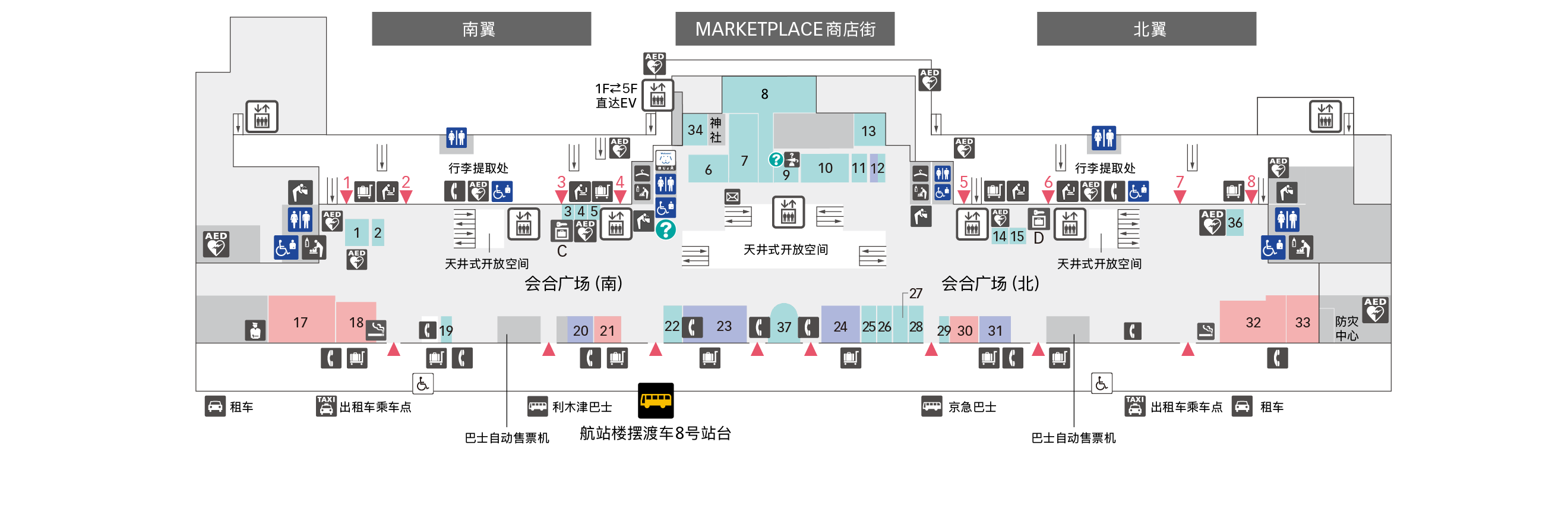 1F 到达大厅楼层图