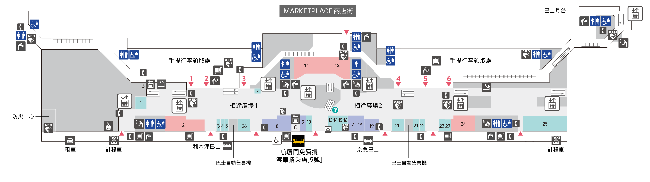 1F入境大廳（國內線）樓層平面圖