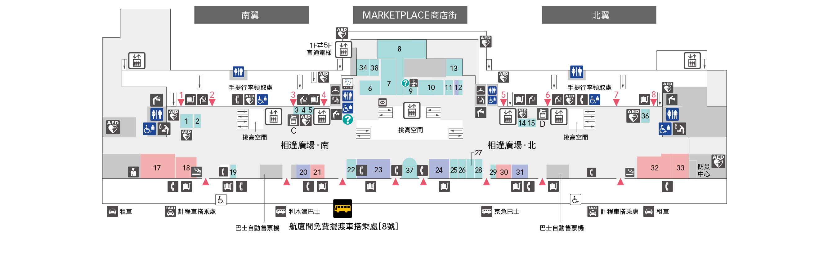1F 入境大廳樓層圖