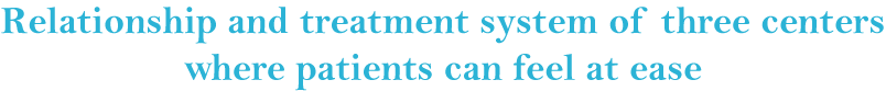 Relationship and treatment system of three centers where patients can feel at ease