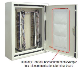 Contoh pemasangan Lembar Kontrol Kelembapan pada papan terminal yang didedikasikan untuk komunikasi
