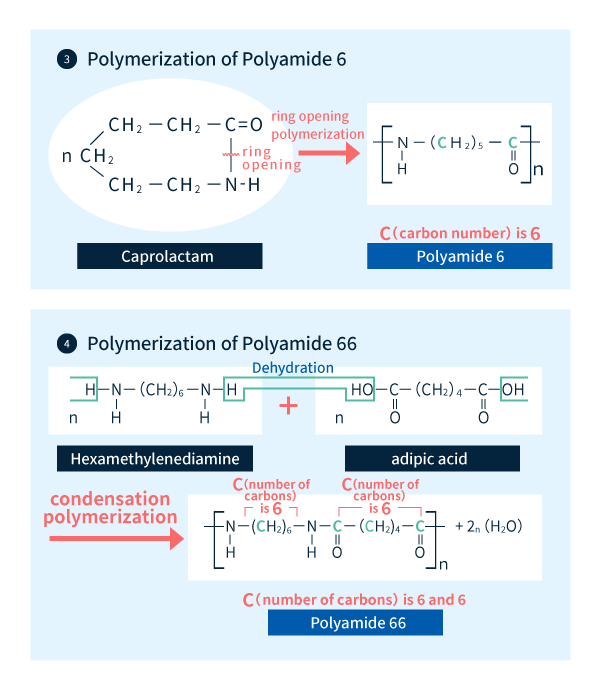 Abbildung 2-2: Polymerisation von Polyamid 6 und Polyamid 66