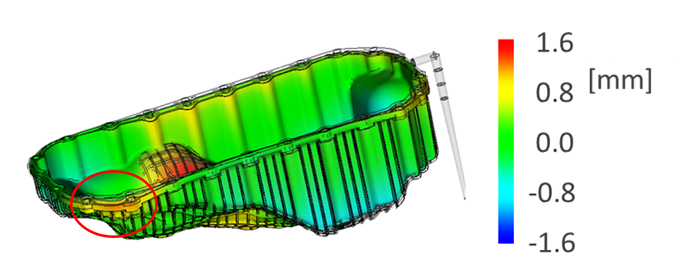 Z direction displacement obtained from warpage analysis