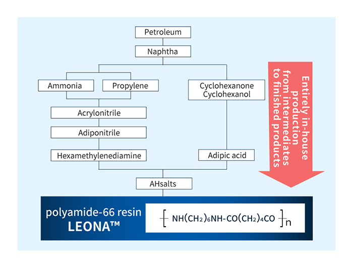 LEONA™ polyamide resin manufacturing process from raw materials to resin