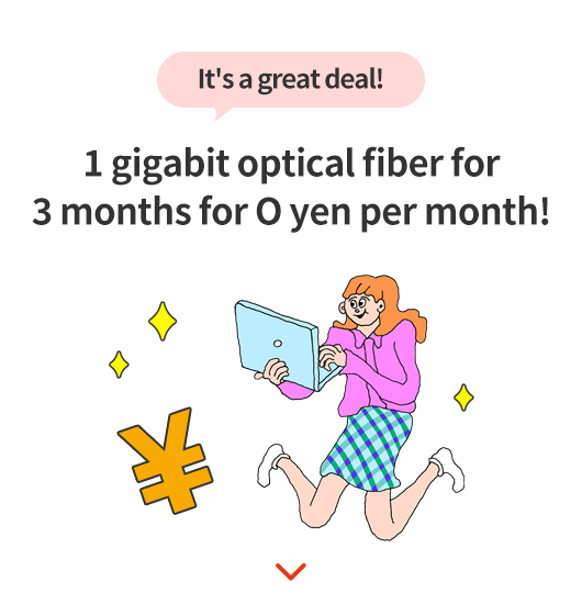 1GB fiber optic data for effectively 0 yen per month for 3 months!