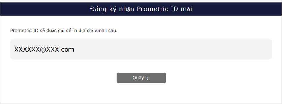 Màn hình hoàn tất đăng ký