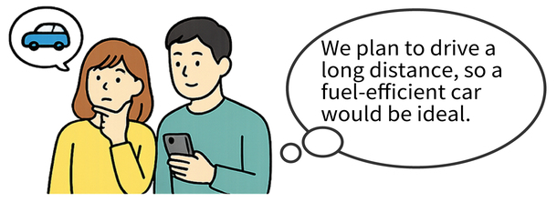 I'll be driving long distances, so I want a car that's fuel-efficient.