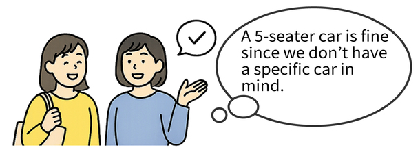 If it's a five-seater, I don't have any particular preferences, so I'll leave it to you.