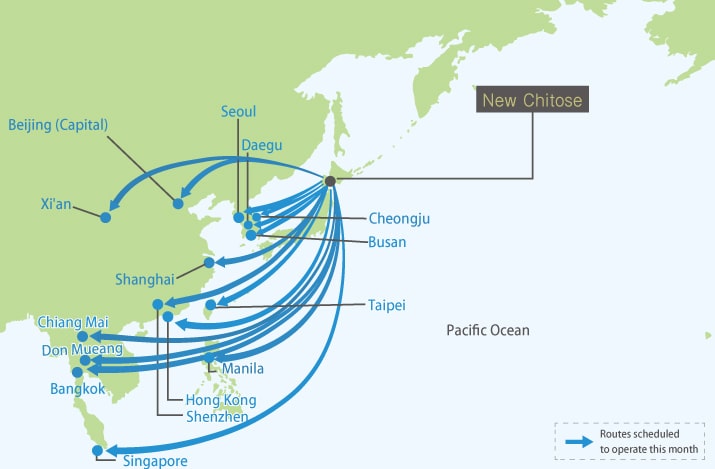 International Air Routes to ＆ from New Chitose Airport