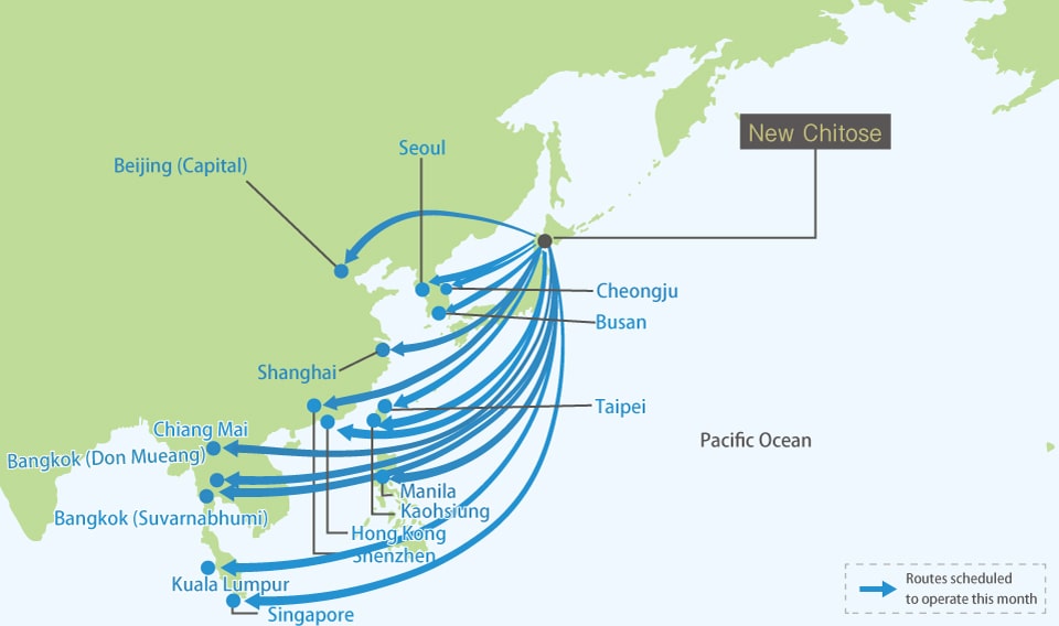International Air Routes to ＆ from New Chitose Airport