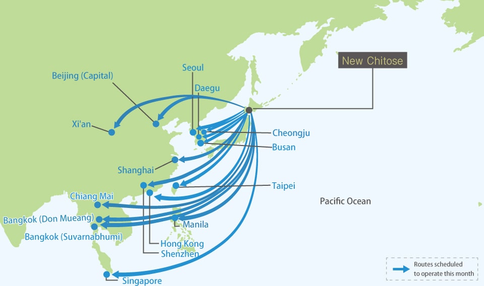 International Air Routes to ＆ from New Chitose Airport