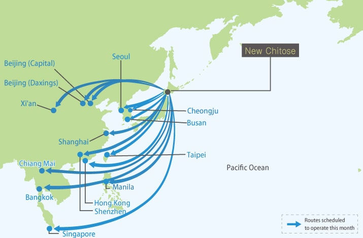 International Air Routes to ＆ from New Chitose Airport