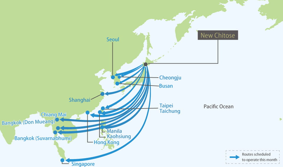 International Air Routes to ＆ from New Chitose Airport
