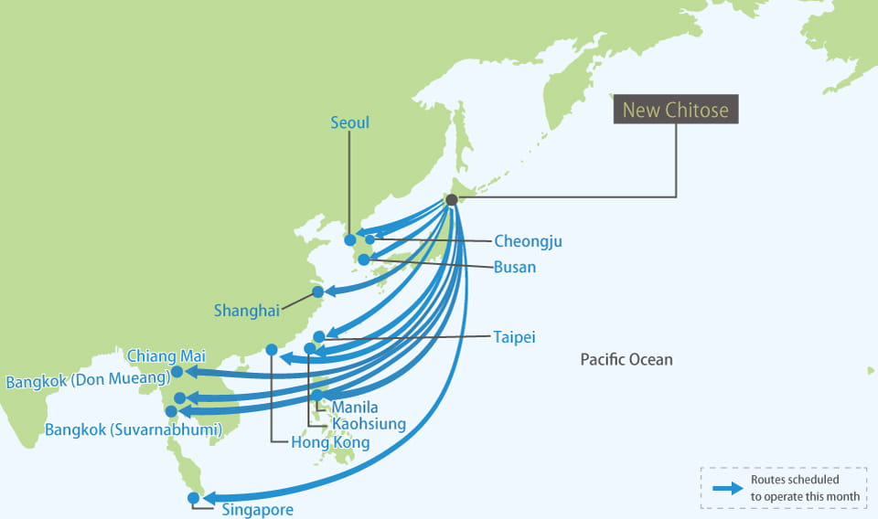 International Air Routes to ＆ from New Chitose Airport