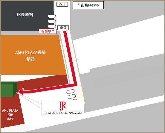 長崎駅改札口からのアクセス