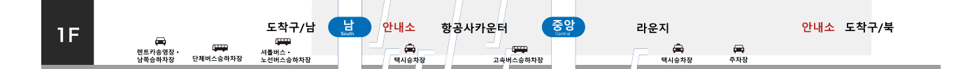 国内線旅客ターミナルビル断面図1F 국내선 여객터미널 빌딩 단면도 1F