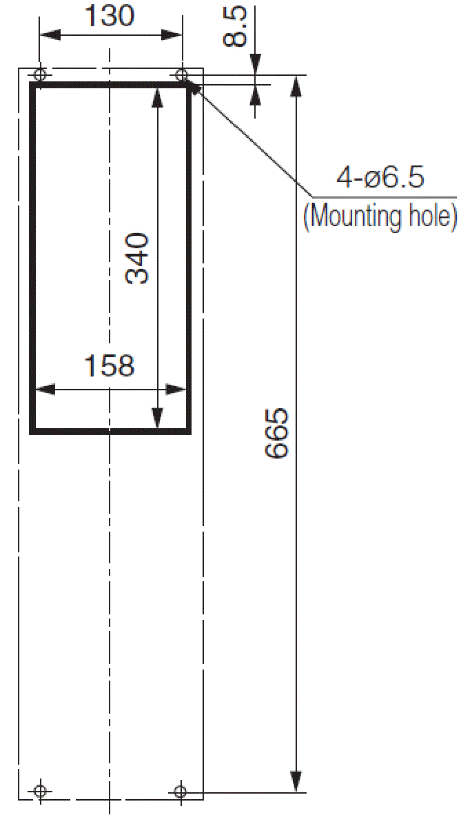 ENH-115S(R)-100 Installation drawing (standard panel cut)
