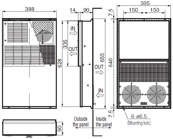 ENH-165L(R)-O-100 Dimensions