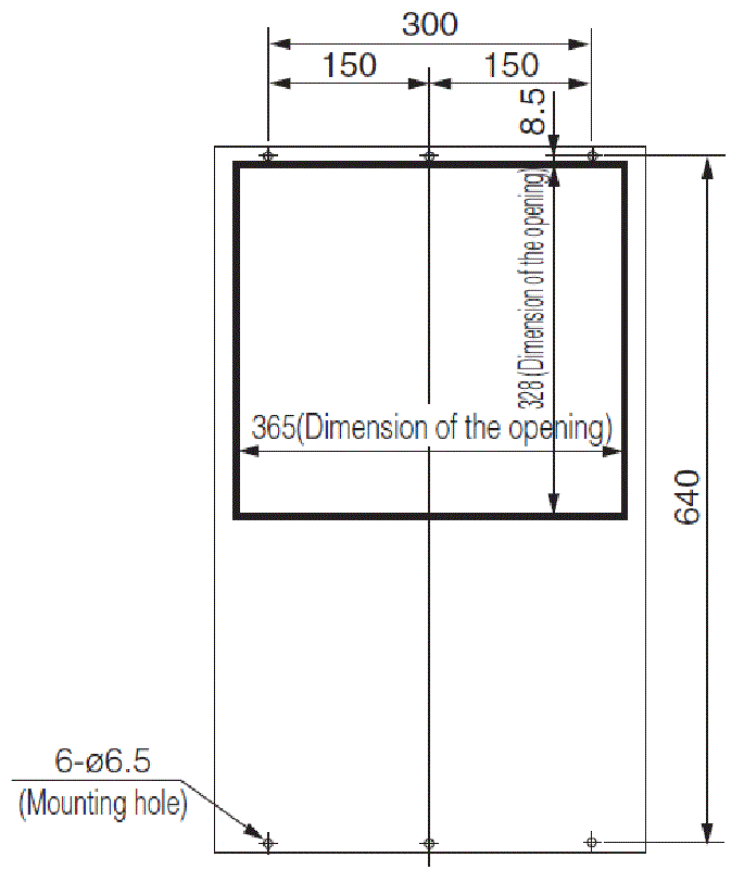 ENH-165L(R)-100 Installation drawing (standard panel cut)