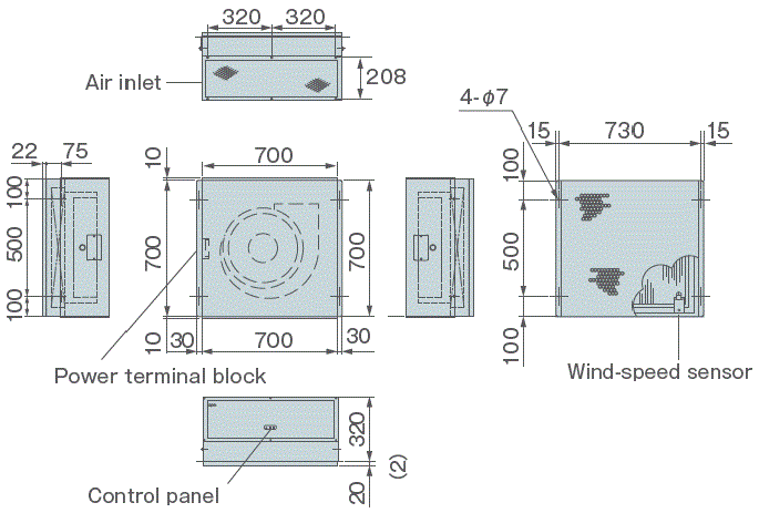 PAU-A14FFU Dimensions