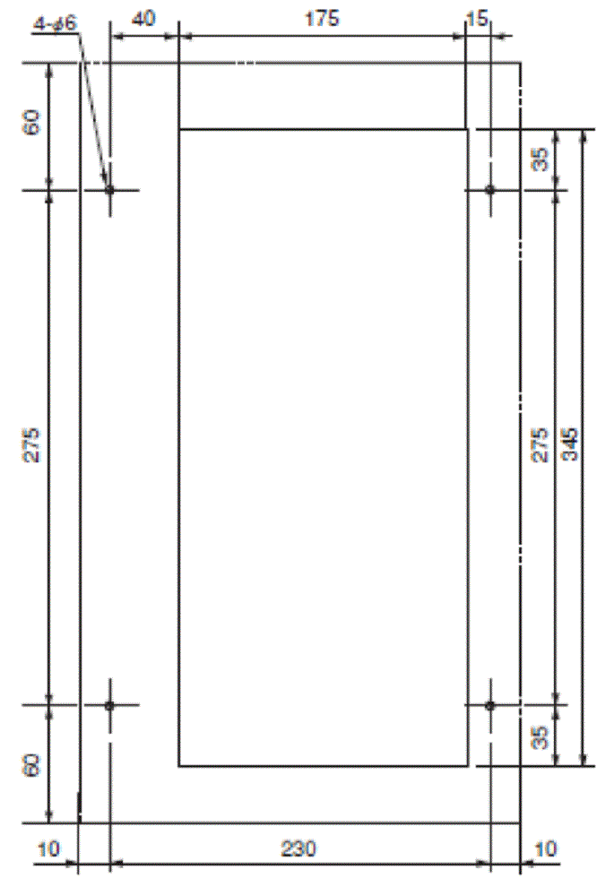 NRC-100AL installation drawing (standard panel cut)