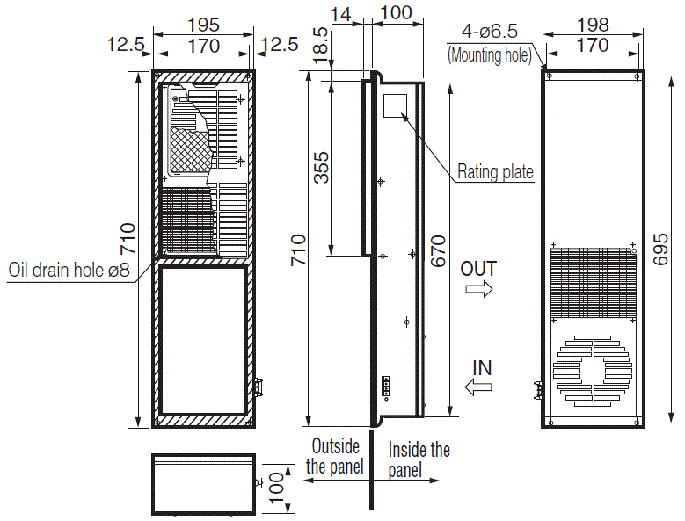 ENH-130L(R)-100 Dimensions