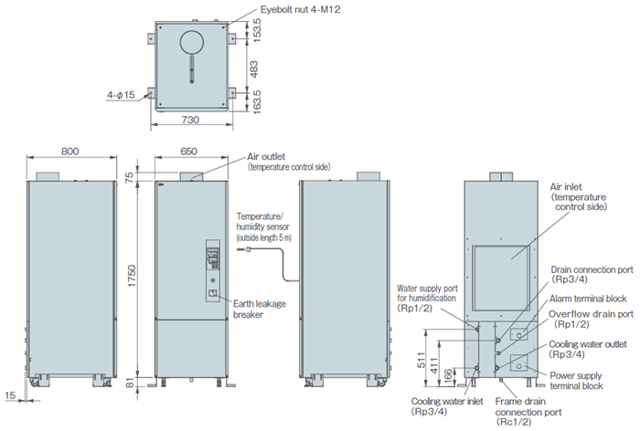 PAU-AZW8000SE-HC Dimensions