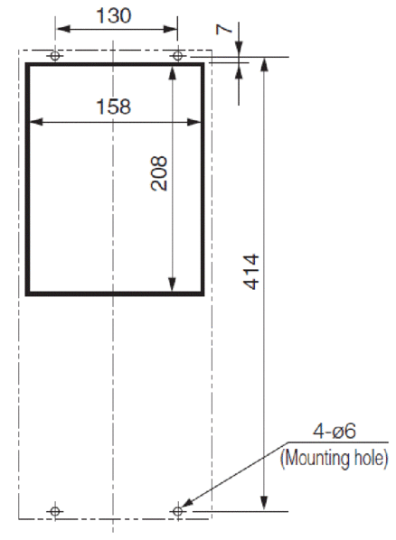 ENH-115L(R)-100 installation diagram (standard panel cut)