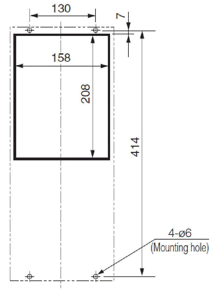 ENH-115L(R)-200 installation drawing (standard panel cut)
