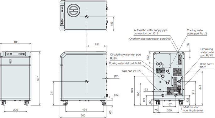 PCU-NE2500W Dimensions