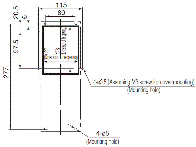 ENH-105L(R)-200 installation drawing (standard panel cut)