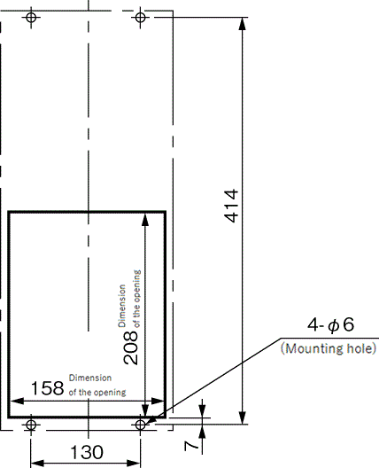 ENH-115L(R)-O-100 installation drawing (standard panel cut)