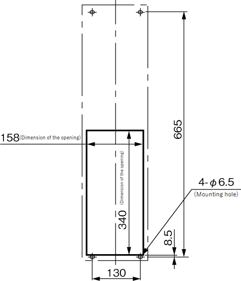 ENH-115S(R)-O-200 installation diagram (standard panel cut)