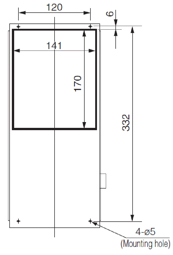 ENH-110L(R)-100 installation drawing (standard panel cut)