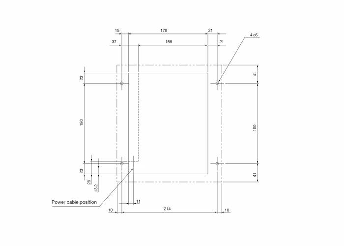 NRC-50AL installation drawing (standard panel cut)