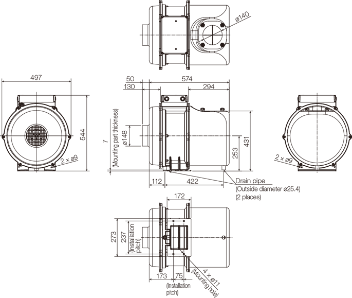 GME-S1500-eco Outline drawing