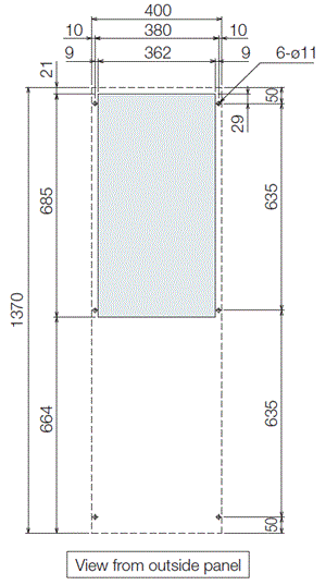 ENC-GR1500L-SUS installation dimensions