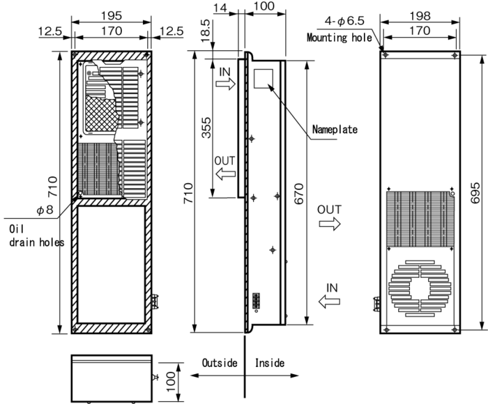 ENH-130L(R)-200 Dimensions