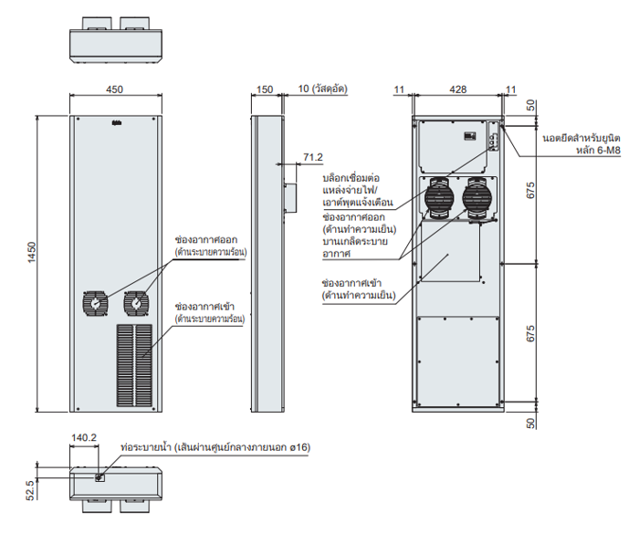 ENC-GR2500L-SUS ขนาดภายนอก