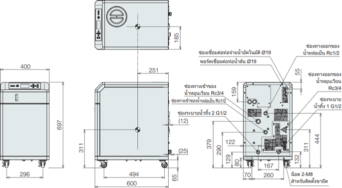 PCU-NE2500W ขนาด