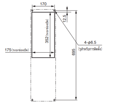 แบบการติดตั้ง ENH-130L(R)-200 (ตัดแผงมาตรฐาน)