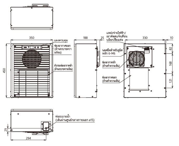 ขนาดภายนอกของ ENC-ER500L-MT