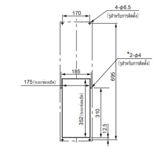 แบบการติดตั้ง ENH-130L(R)-O-100 (การตัดแผงมาตรฐาน)