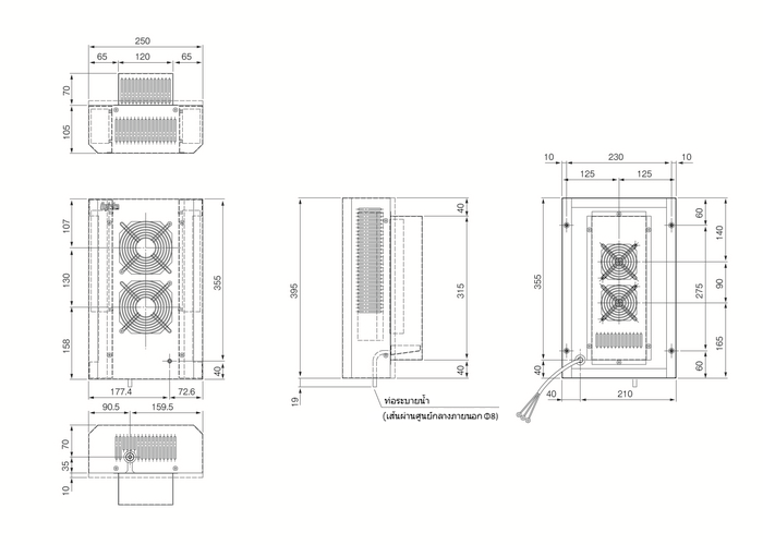 ขนาดภายนอก NRC-100AL