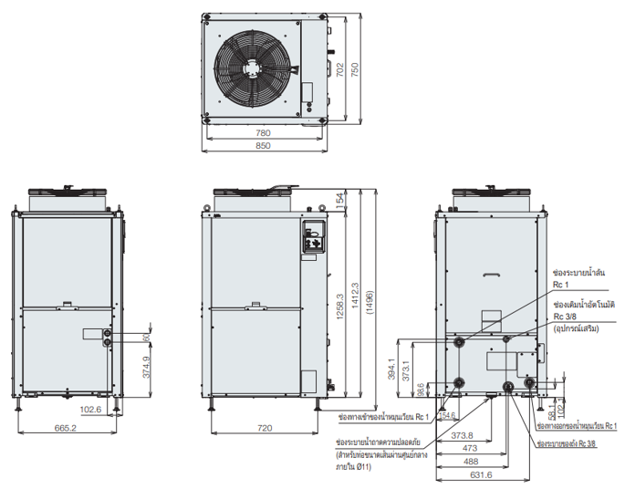 PCU-SL14000 ขนาด