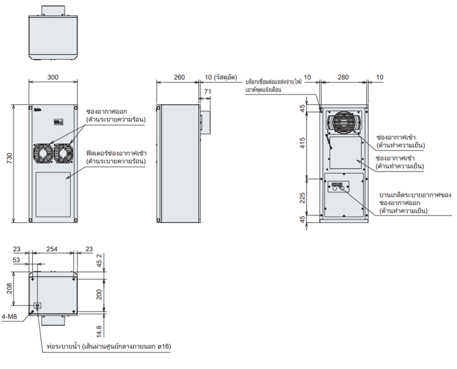 ขนาดภายนอก ENC-GR1000L-eco